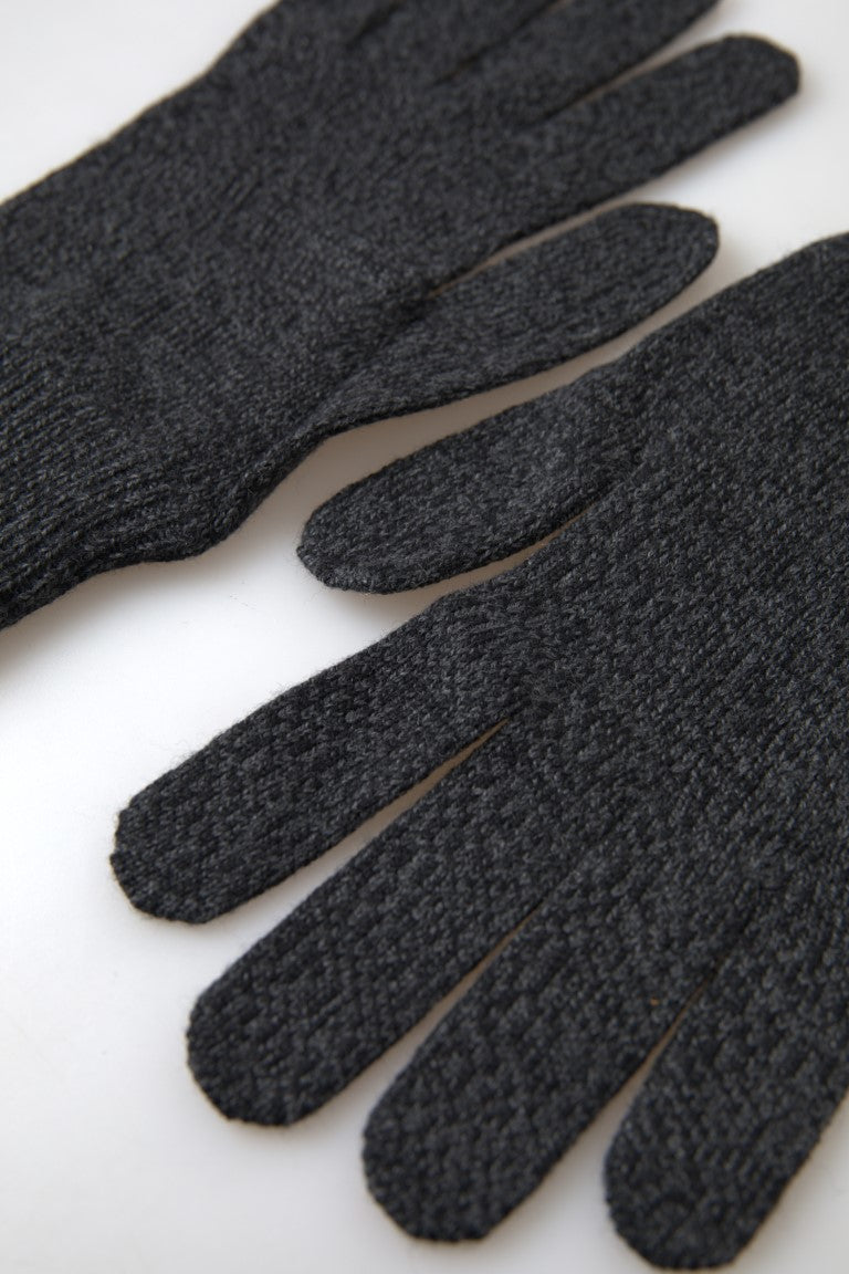 Dolce & Gabbana Elegant Virgin Wool Winter Gloves in Gray - KALAJ