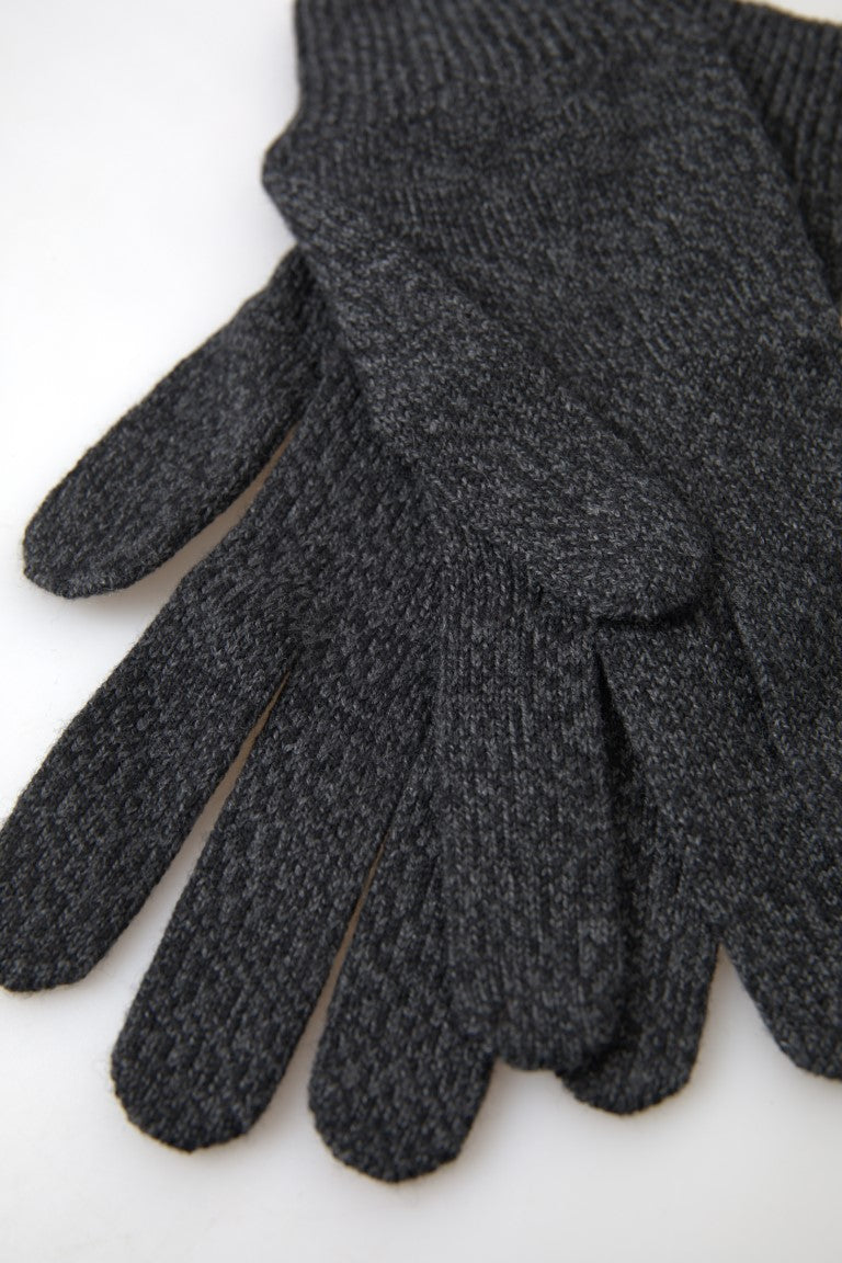 Dolce & Gabbana Elegant Virgin Wool Winter Gloves in Gray - KALAJ