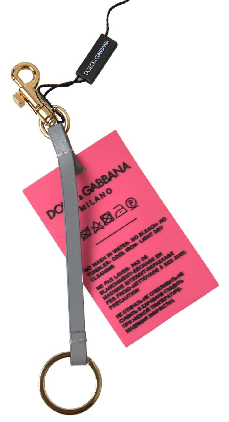 Dolce & Gabbana Chic Pink Leather-Trimmed Keychain - KALAJ