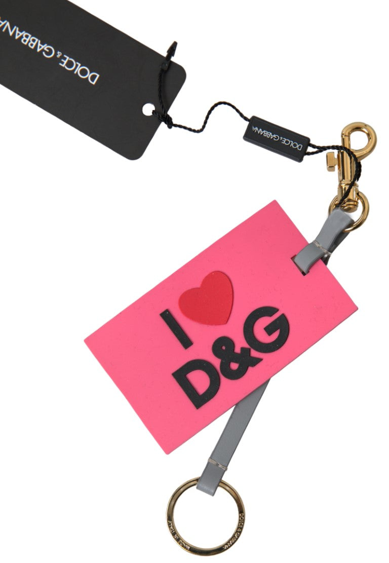 Dolce & Gabbana Chic Pink Leather-Trimmed Keychain - KALAJ