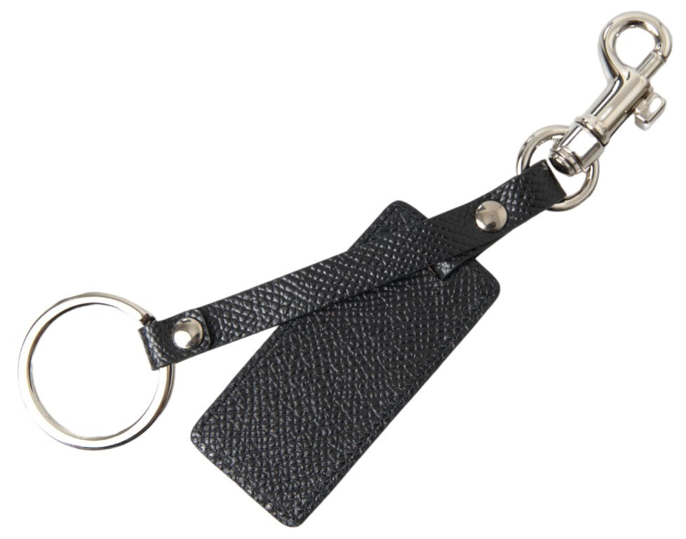 Dolce & Gabbana Elegant Black Leather Keyring Accessory - KALAJ