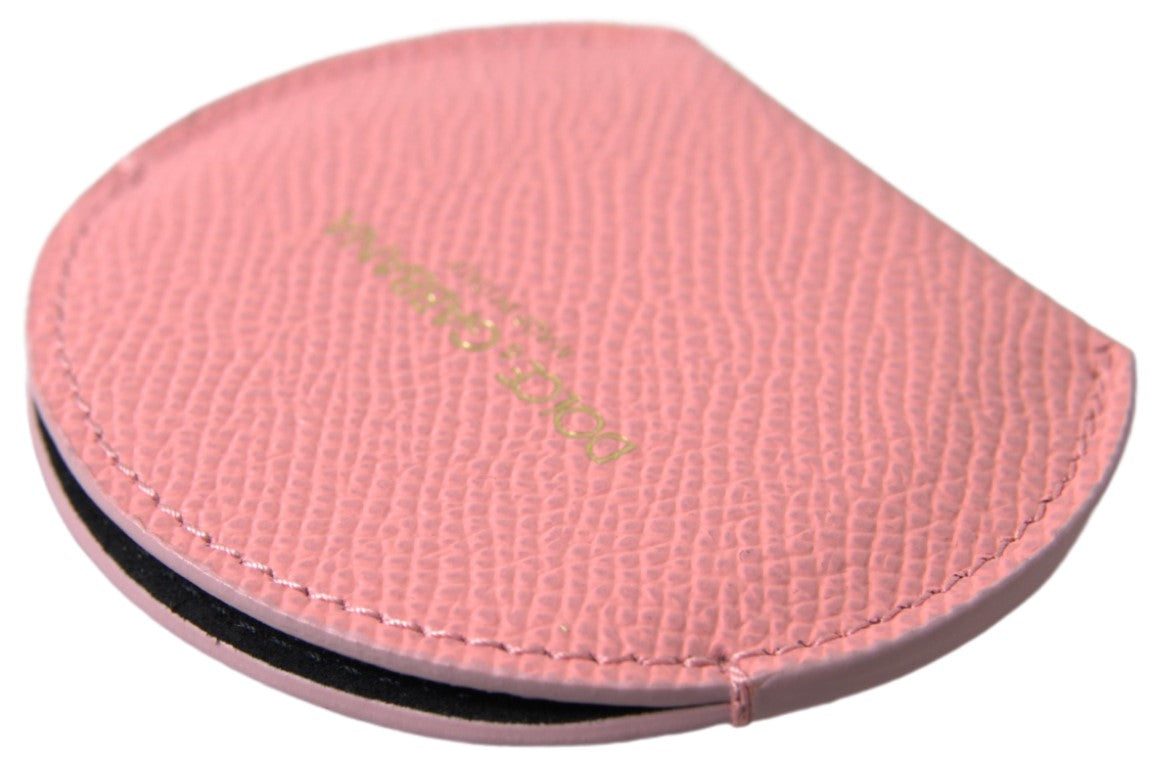 Dolce & Gabbana Chic Pink Leather Hand Mirror Holder - KALAJ