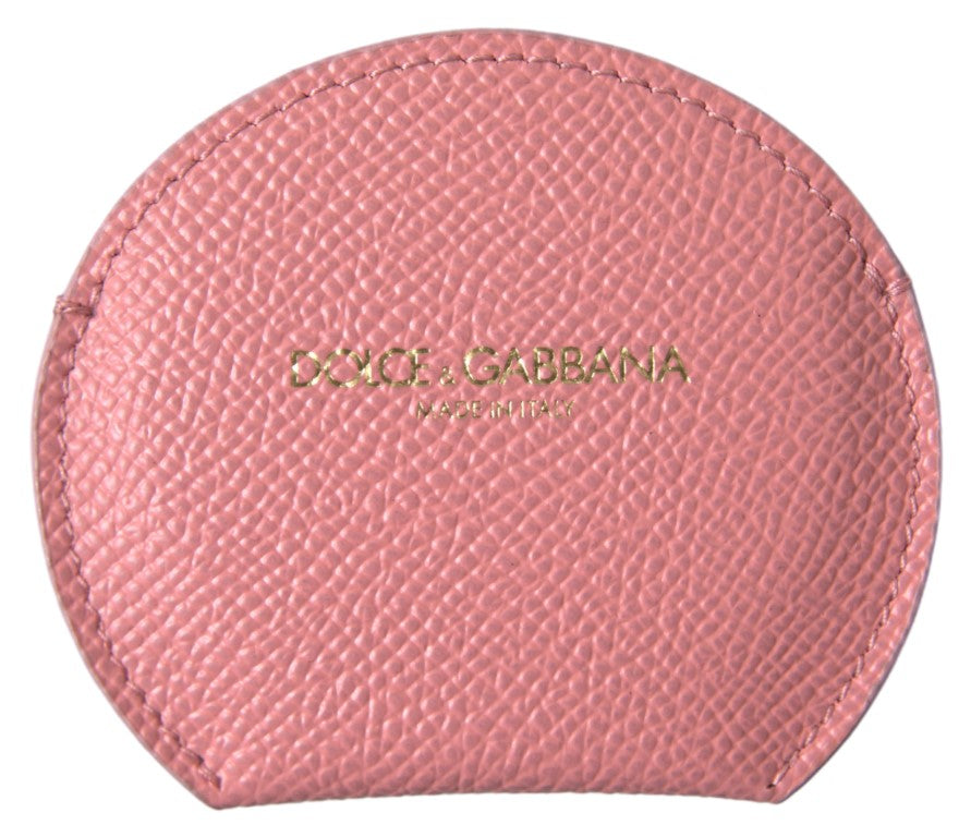 Dolce & Gabbana Chic Pink Leather Hand Mirror Holder - KALAJ