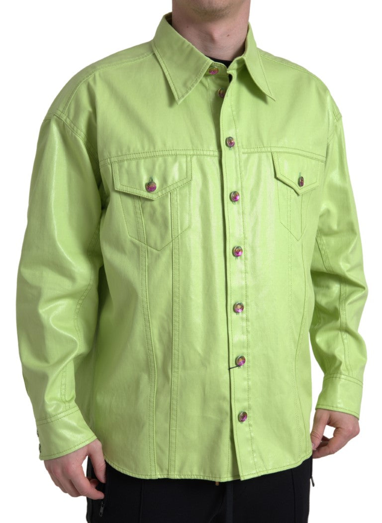 Dolce & Gabbana Elegant Light Green Cotton Button Down Shirt