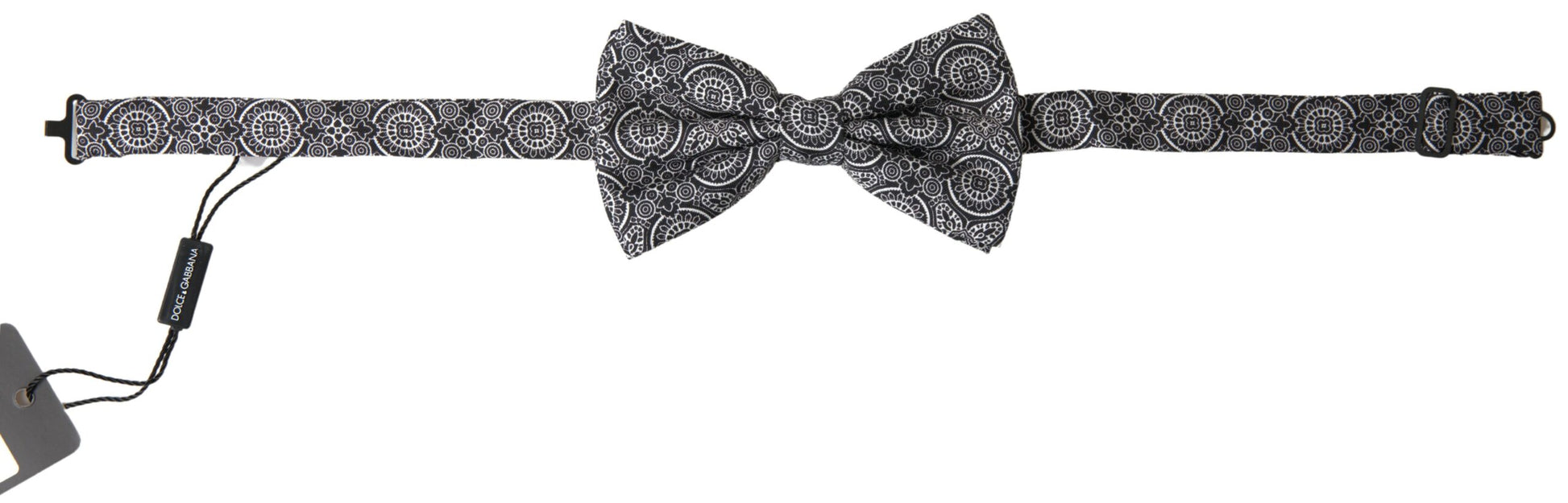 Dolce & Gabbana Elegant Black & White Silk Bow Tie - KALAJ