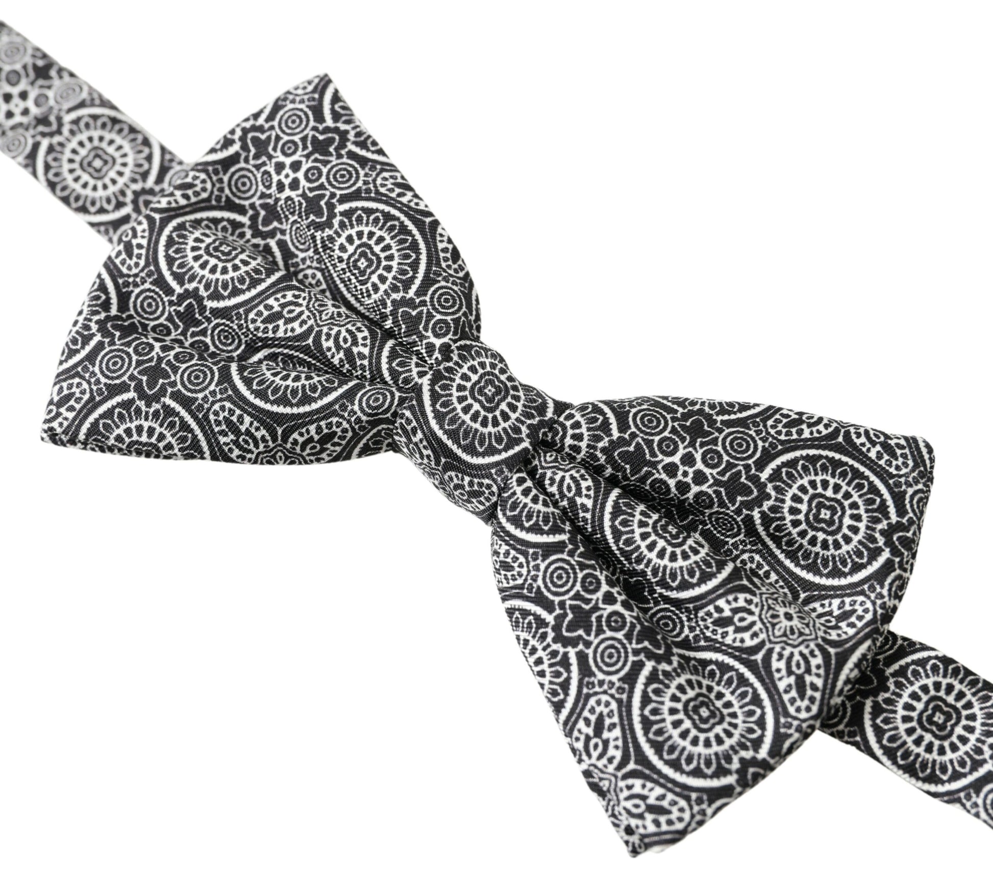 Dolce & Gabbana Elegant Black & White Silk Bow Tie - KALAJ