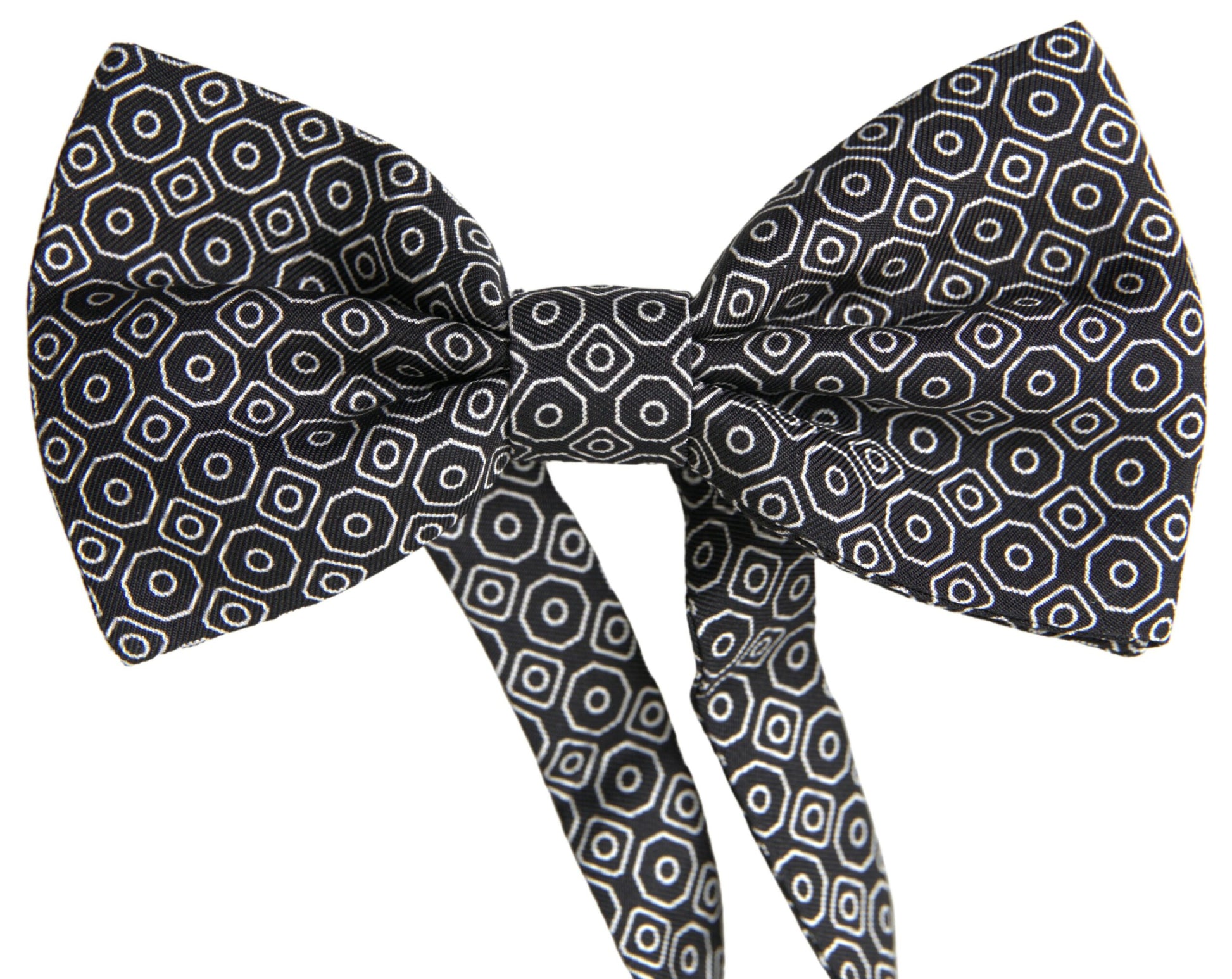 Dolce & Gabbana Elegant Black and White Silk Bow Tie - KALAJ