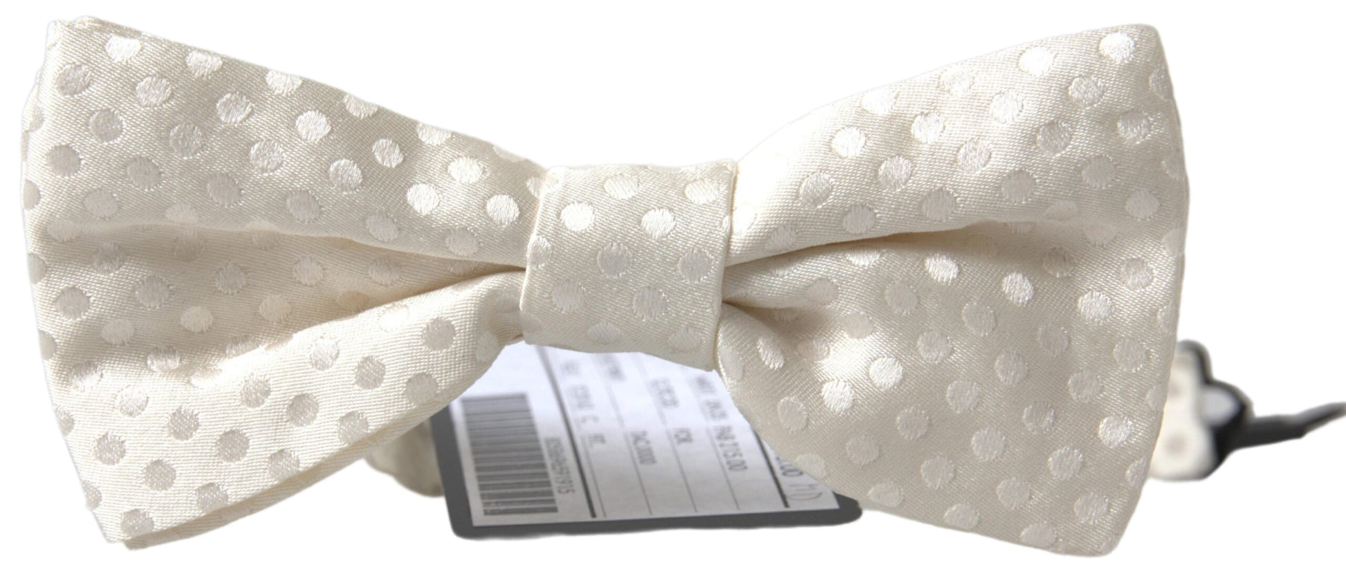 Dolce & Gabbana Elegant Ivory Fantasy Pattern Silk Bow Tie - KALAJ