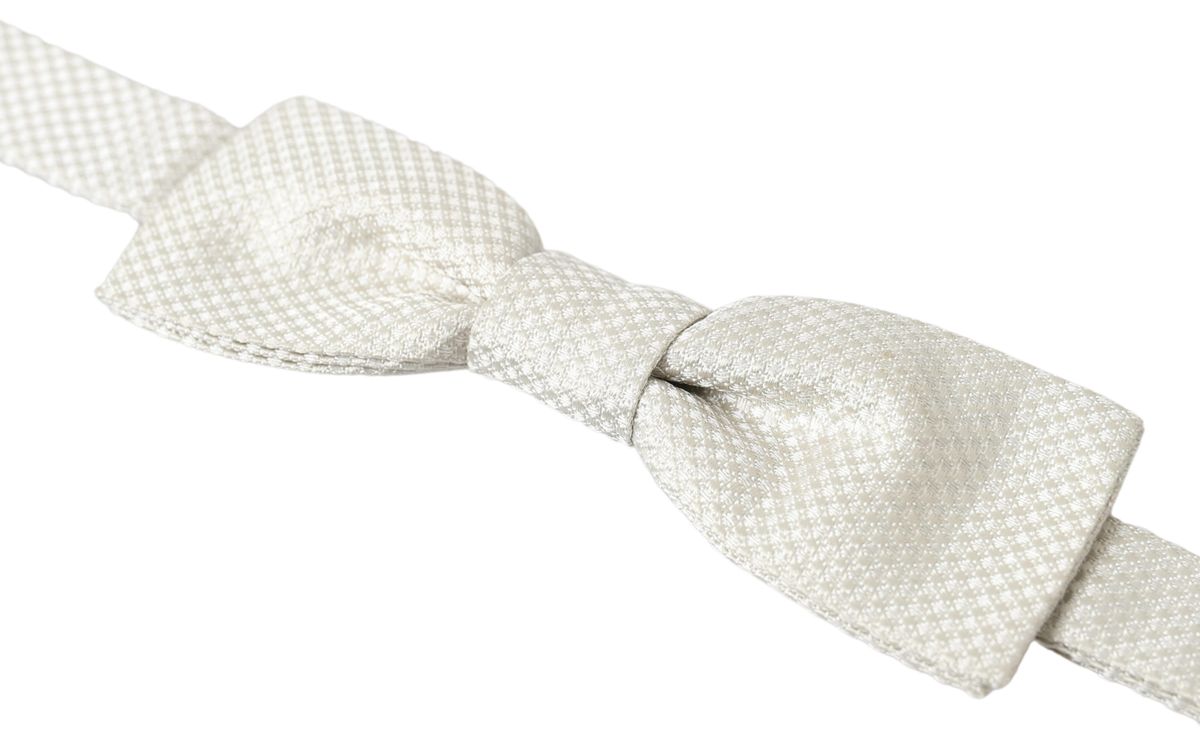 Dolce & Gabbana Elegant Ivory Silk Bow Tie - KALAJ