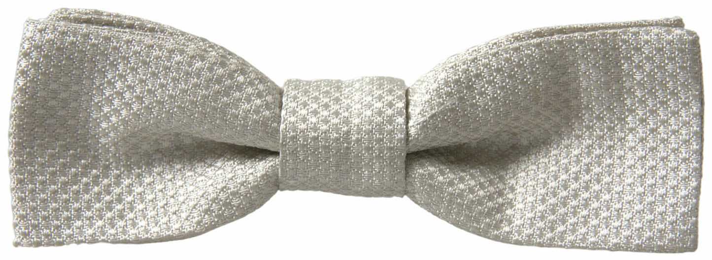 Dolce & Gabbana Elegant Ivory Silk Bow Tie - KALAJ