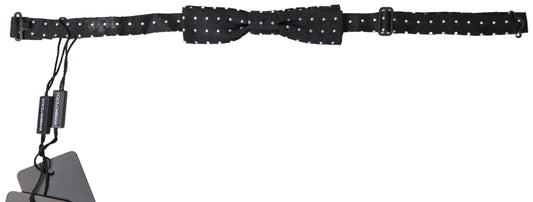 Dolce & Gabbana Elegant Silk Black Bow Tie with Signature Clasp - KALAJ