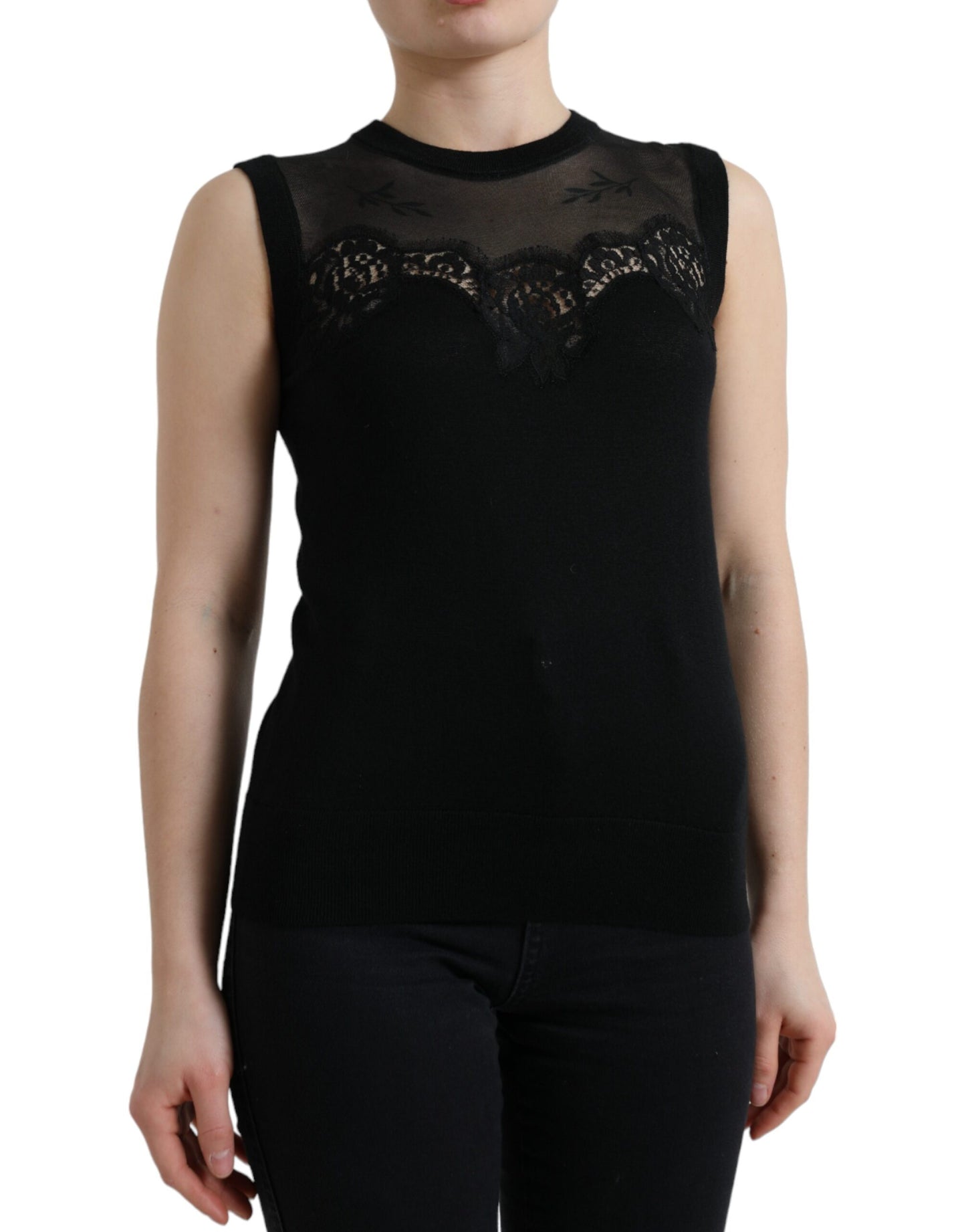 Dolce & Gabbana Elegant Lace Trim Sleeveless Tank Top