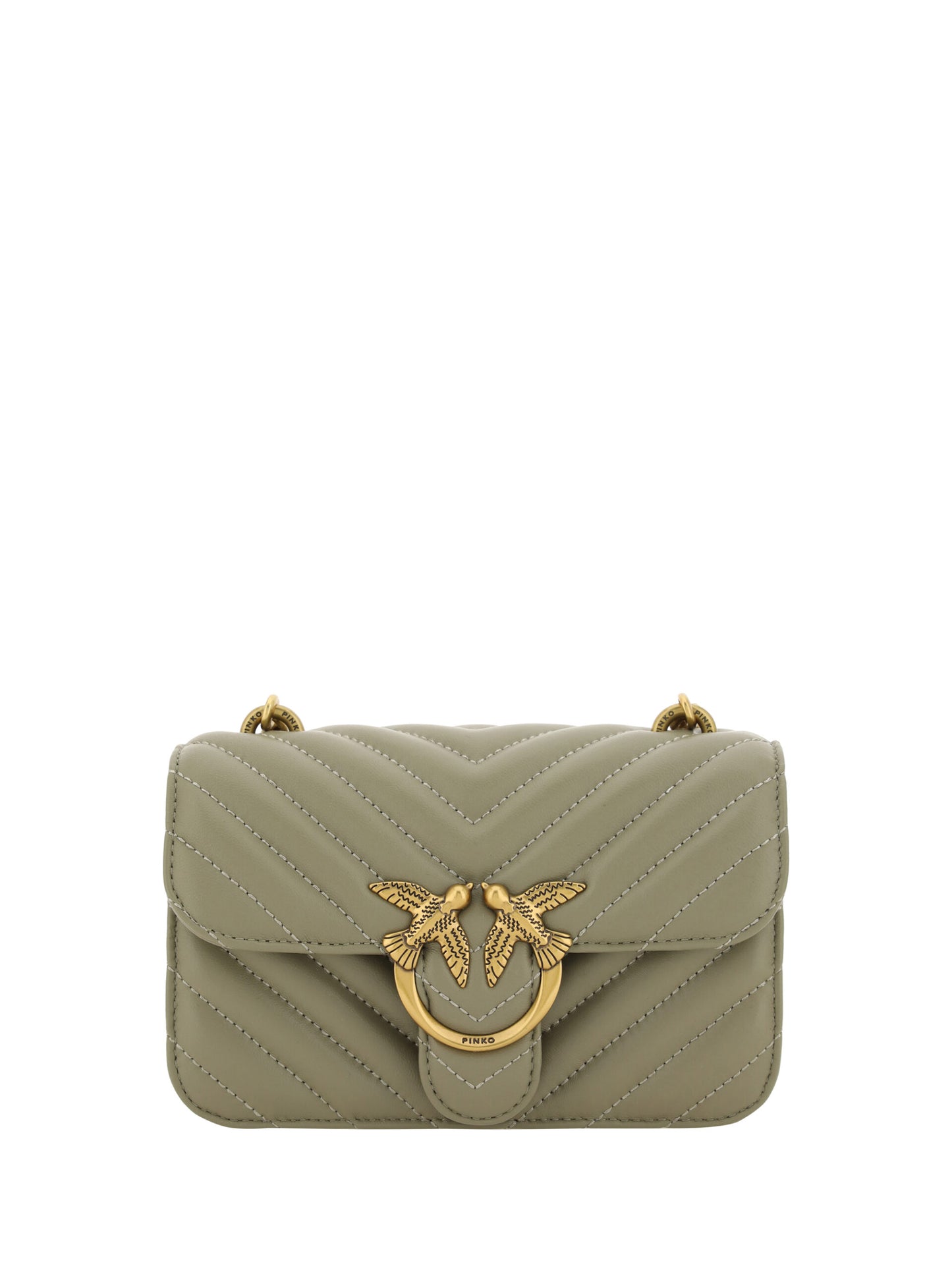 PINKO Chic Mini Love Bell Shoulder Bag in Noce Green - KALAJ