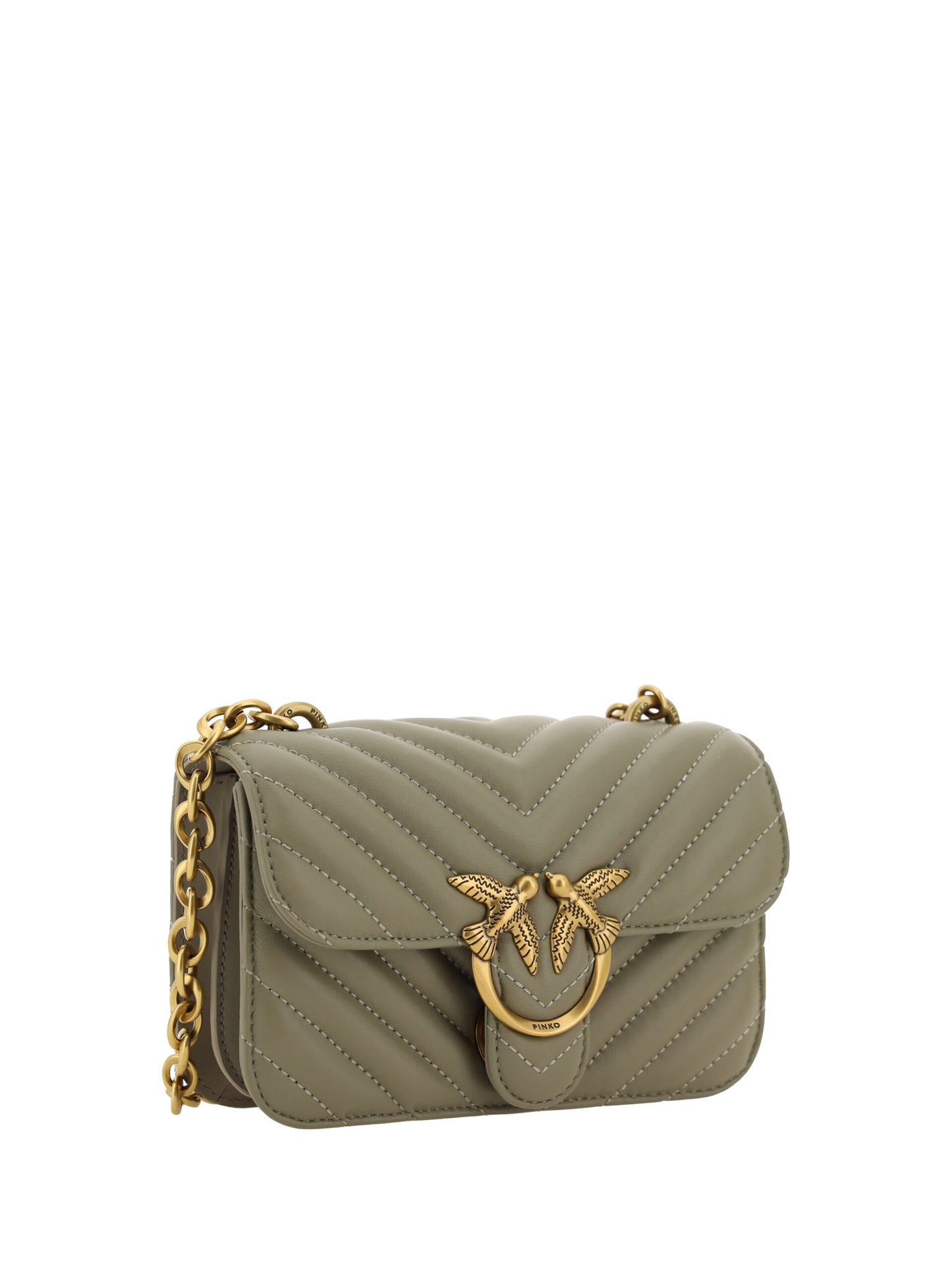 PINKO Chic Mini Love Bell Shoulder Bag in Noce Green - KALAJ