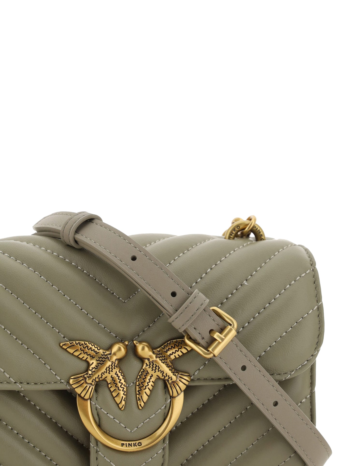 PINKO Chic Mini Love Bell Shoulder Bag in Noce Green - KALAJ