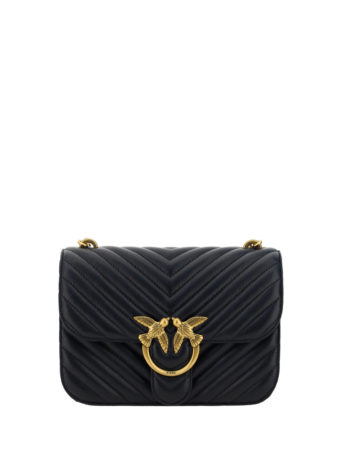 PINKO Elegant Black Quilted Leather Shoulder Bag - KALAJ