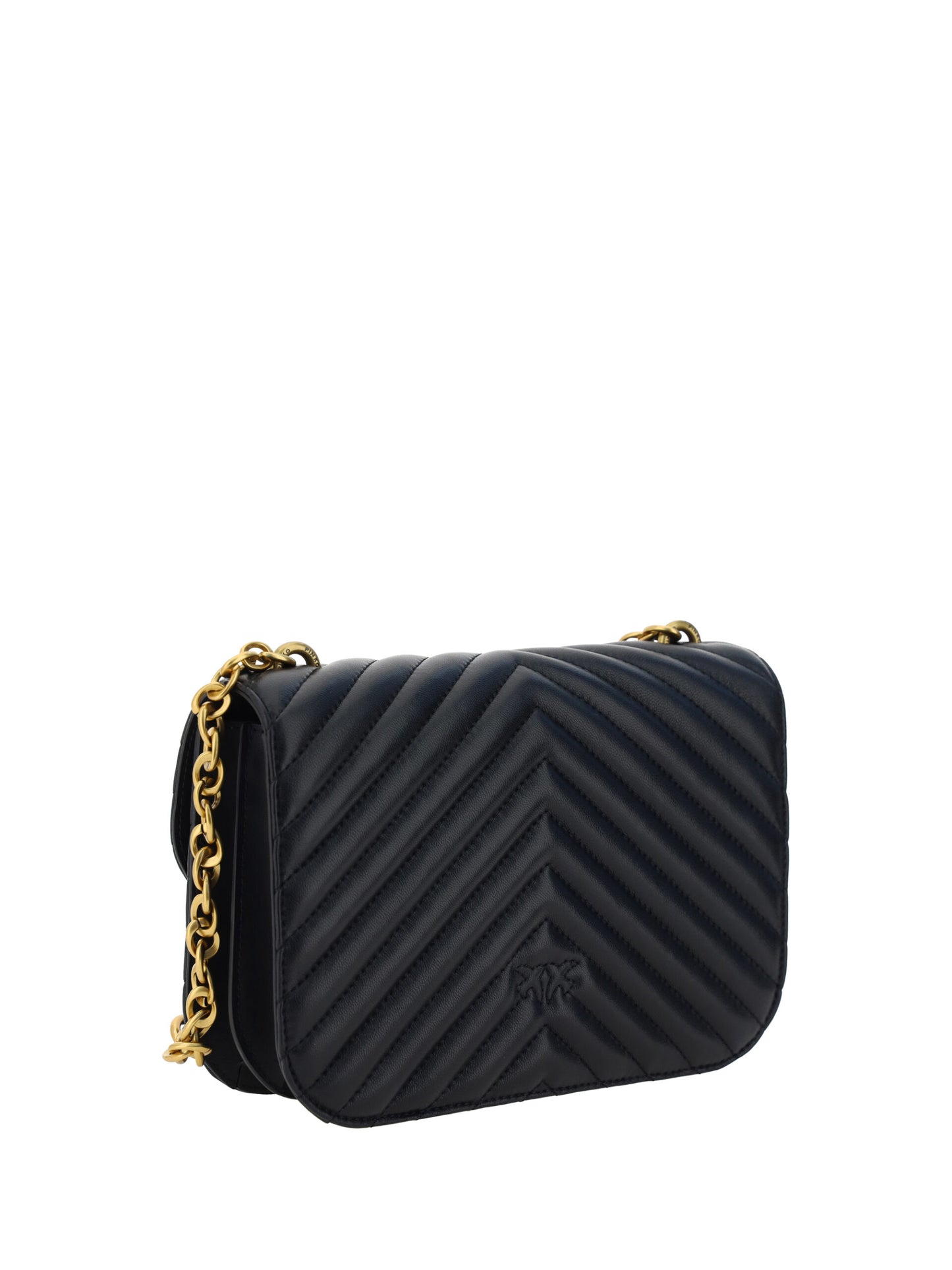 PINKO Elegant Black Quilted Leather Shoulder Bag - KALAJ