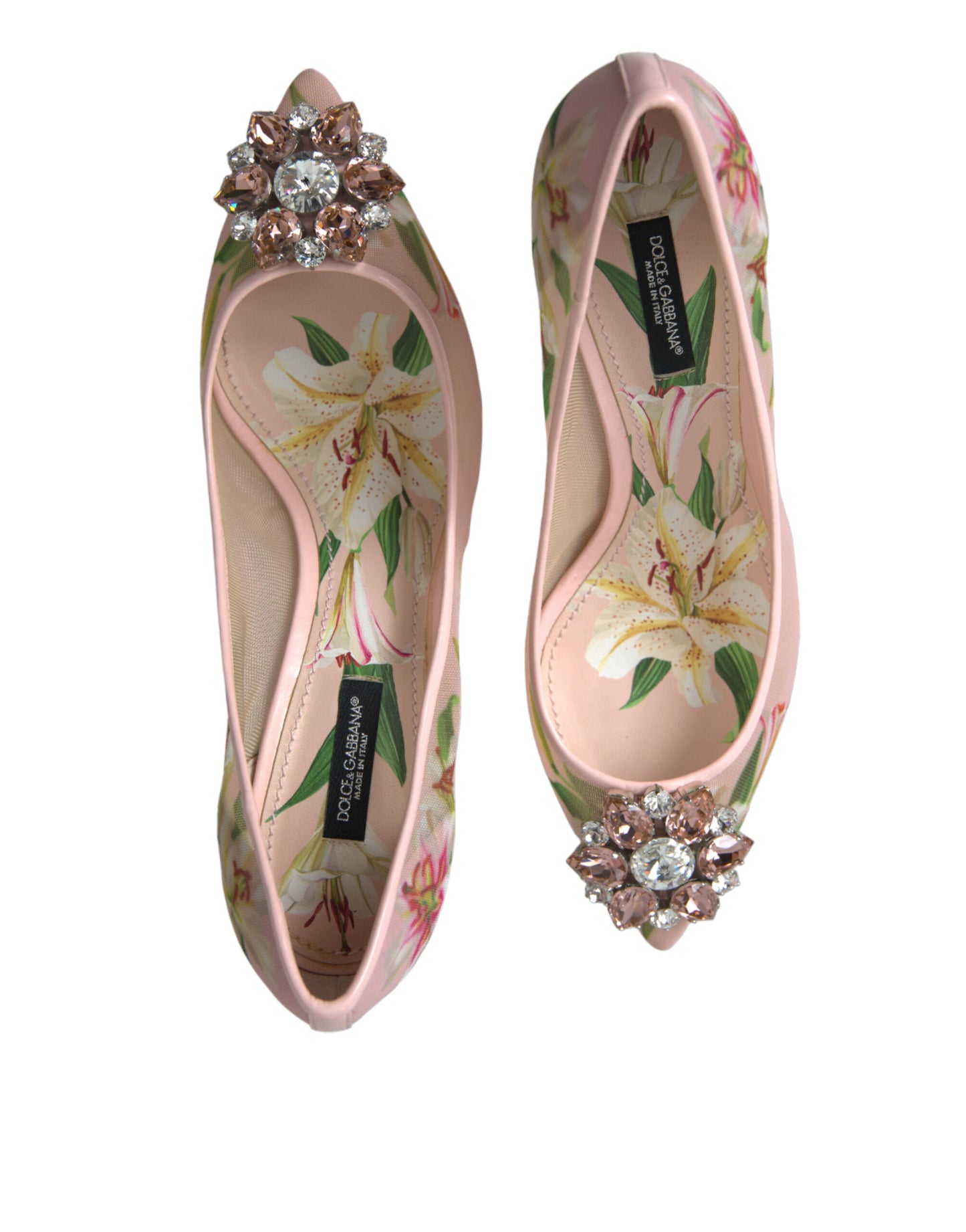 Dolce & Gabbana Elegant Pink Floral Crystal Pumps