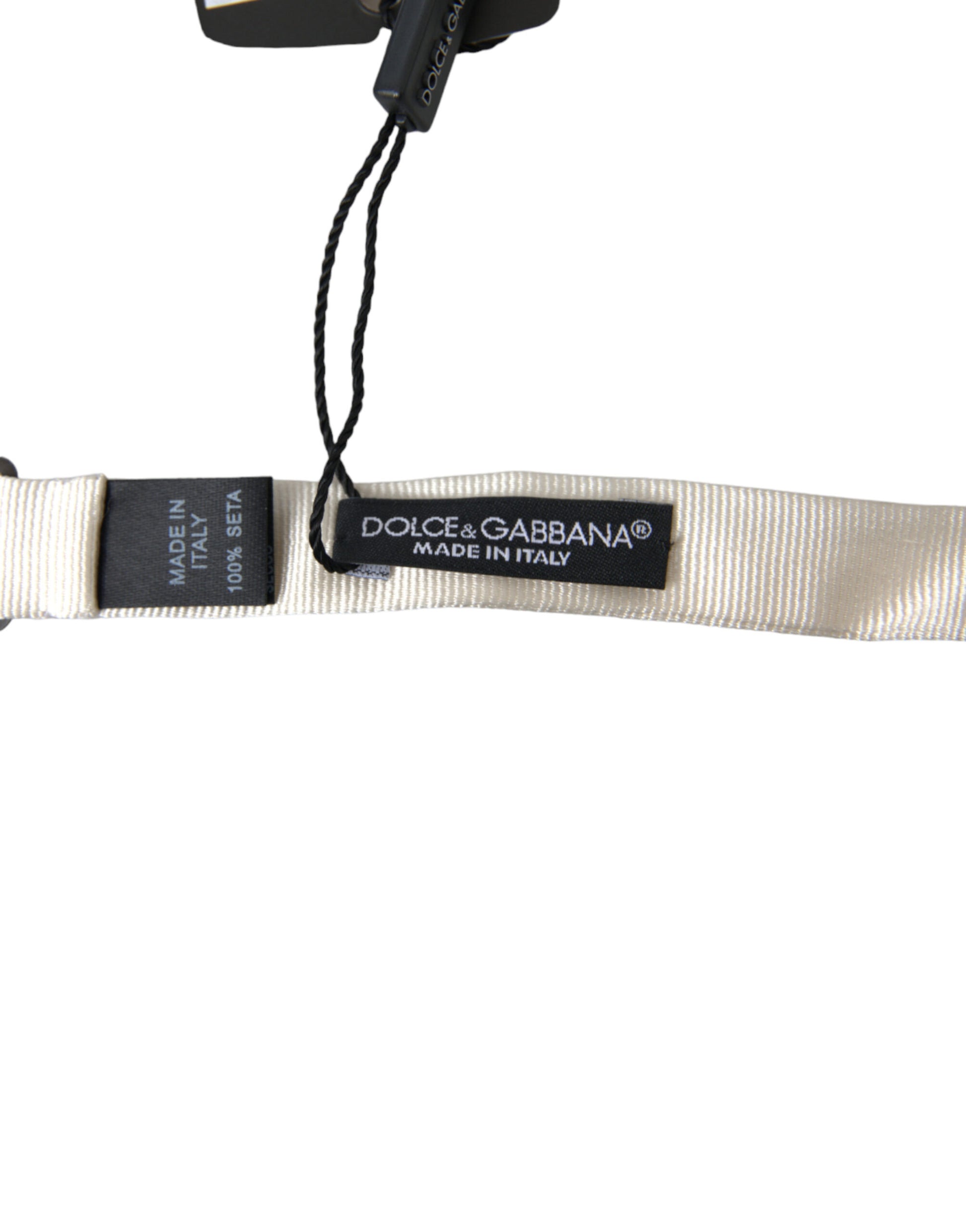 Dolce & Gabbana Elegant White Silk Bow Tie - KALAJ