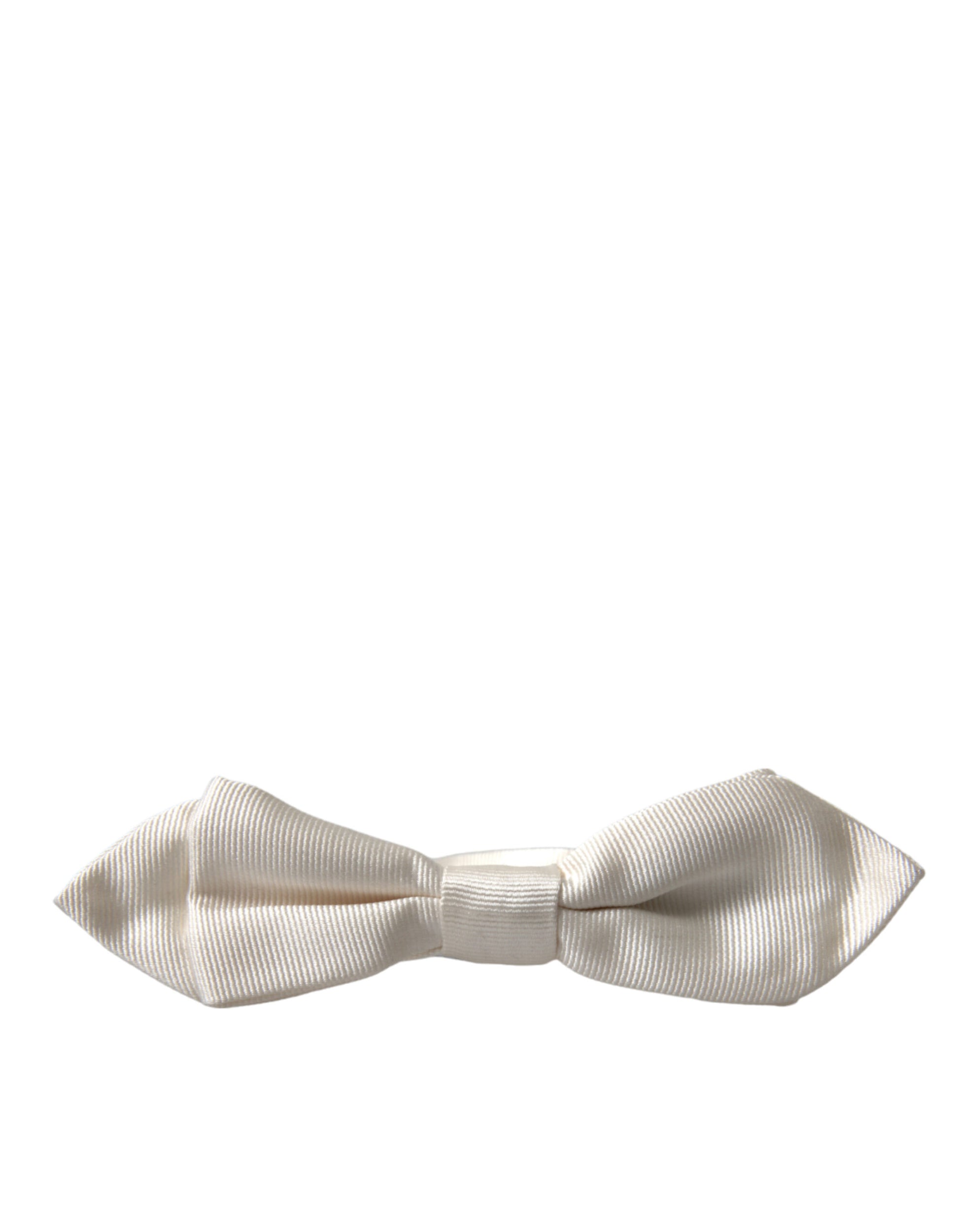 Dolce & Gabbana Elegant White Silk Bow Tie - KALAJ