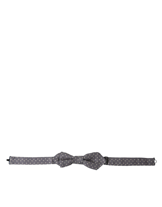 Dolce & Gabbana Elegant Silk Gray Polka Dot Bow Tie - KALAJ