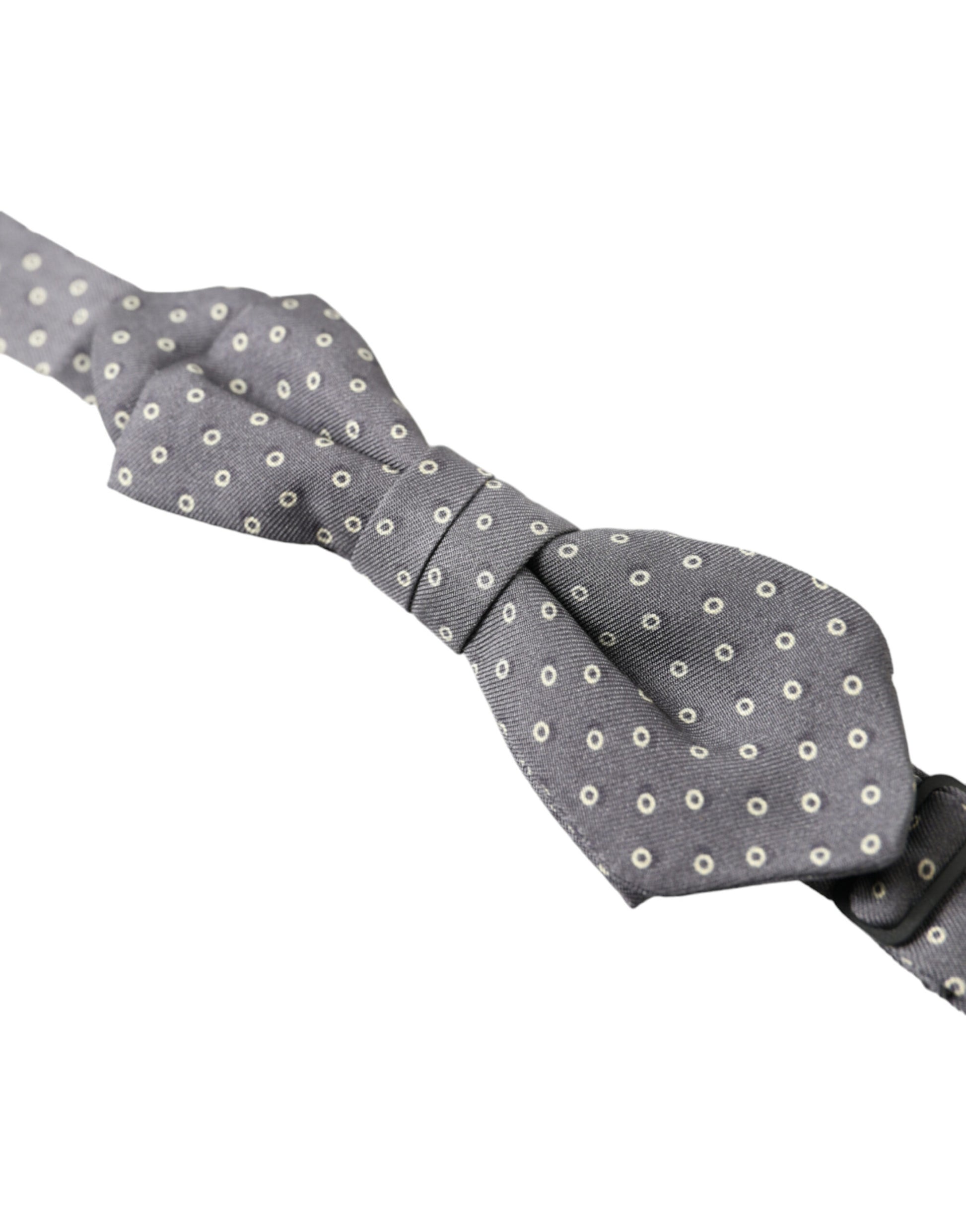 Dolce & Gabbana Elegant Silk Gray Polka Dot Bow Tie - KALAJ