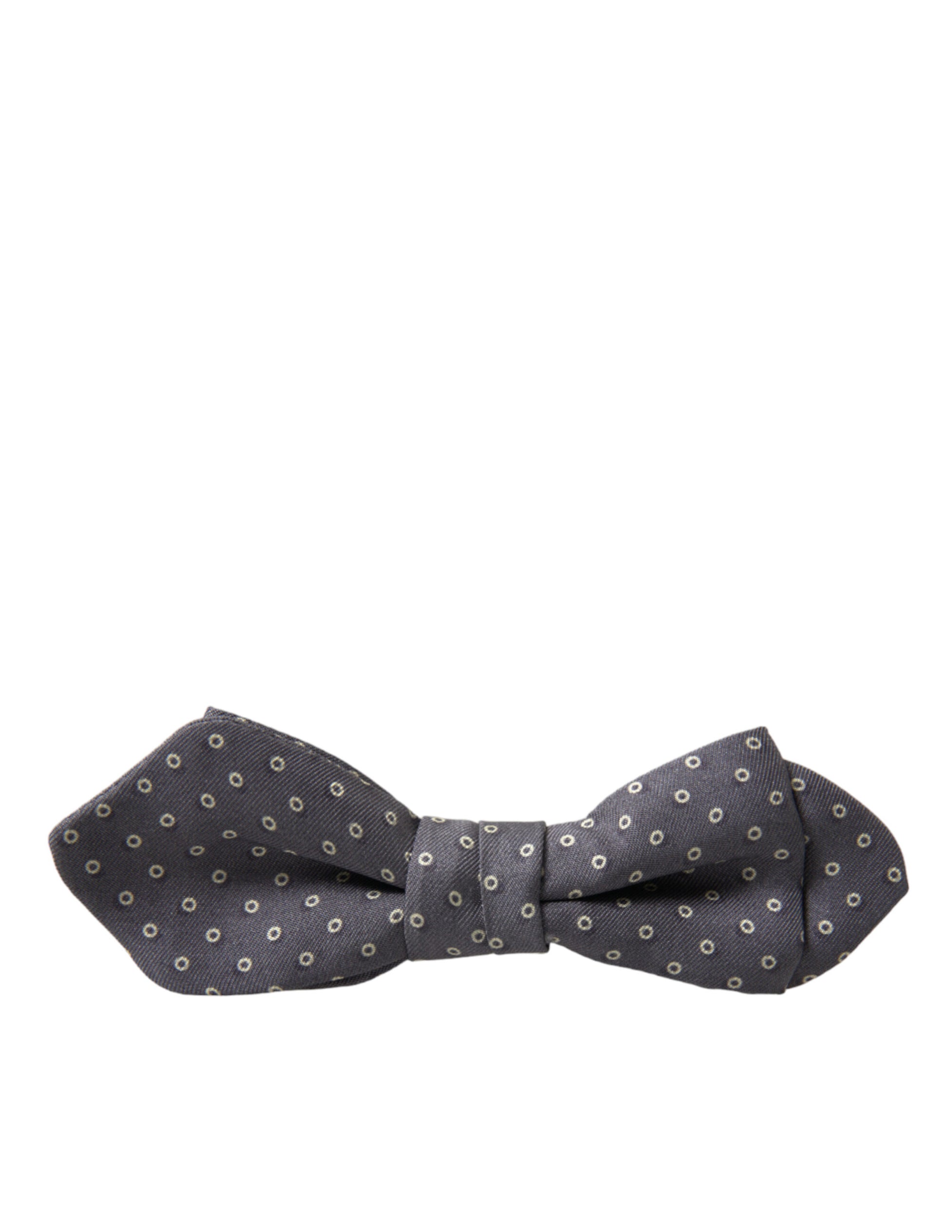 Dolce & Gabbana Elegant Silk Gray Polka Dot Bow Tie - KALAJ