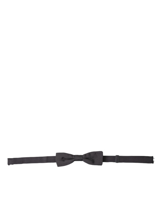 Dolce & Gabbana Elegant Silk Dark Gray Bow Tie - KALAJ