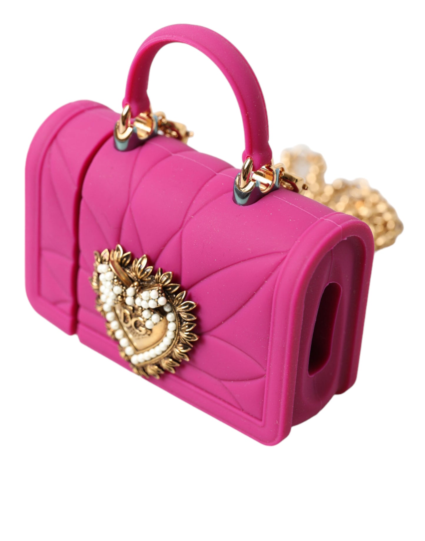 Dolce & Gabbana Chic Quilted Silicone Airpods Case - Pink & Gold - KALAJ