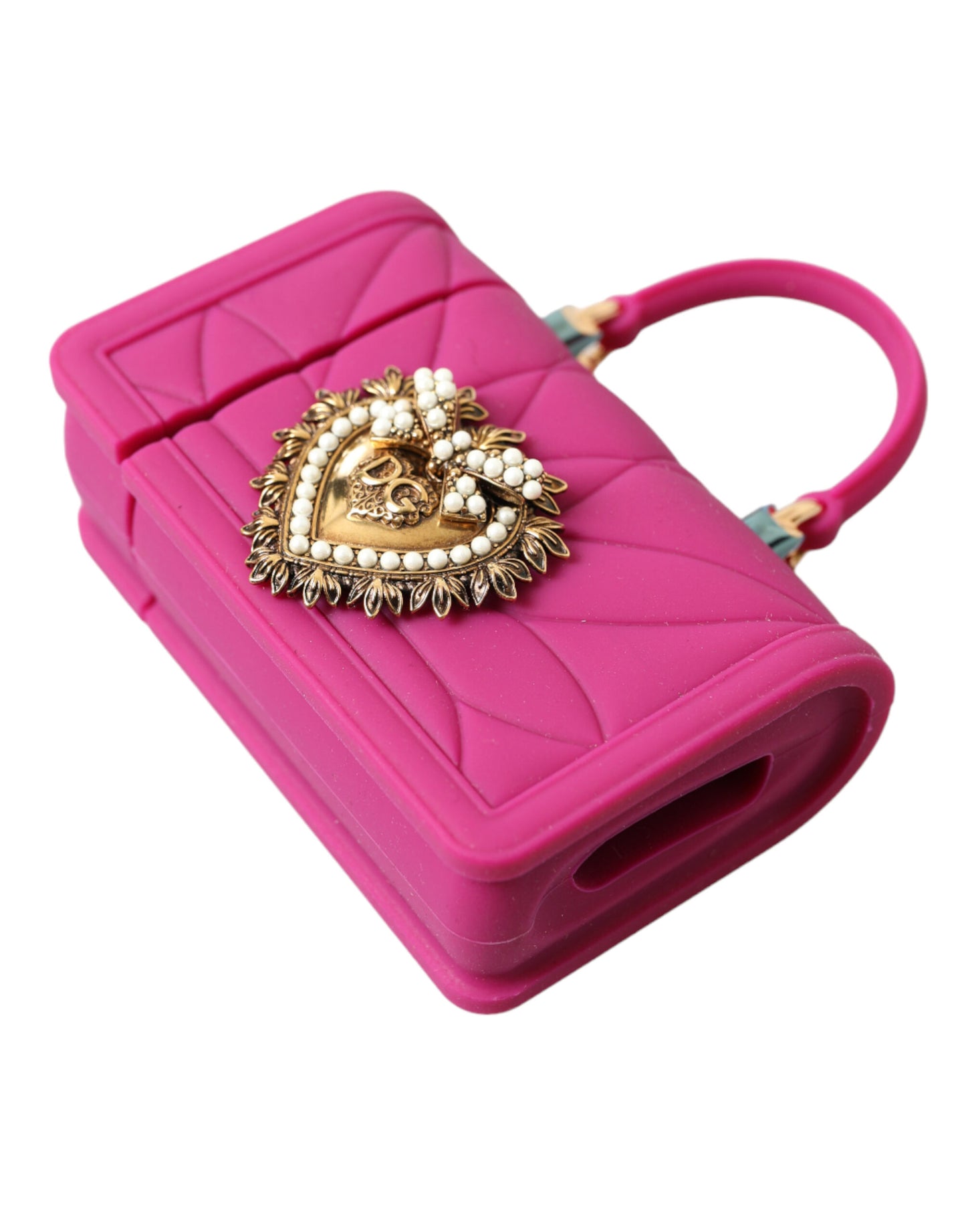 Dolce & Gabbana Chic Quilted Silicone Airpods Case - Pink & Gold - KALAJ