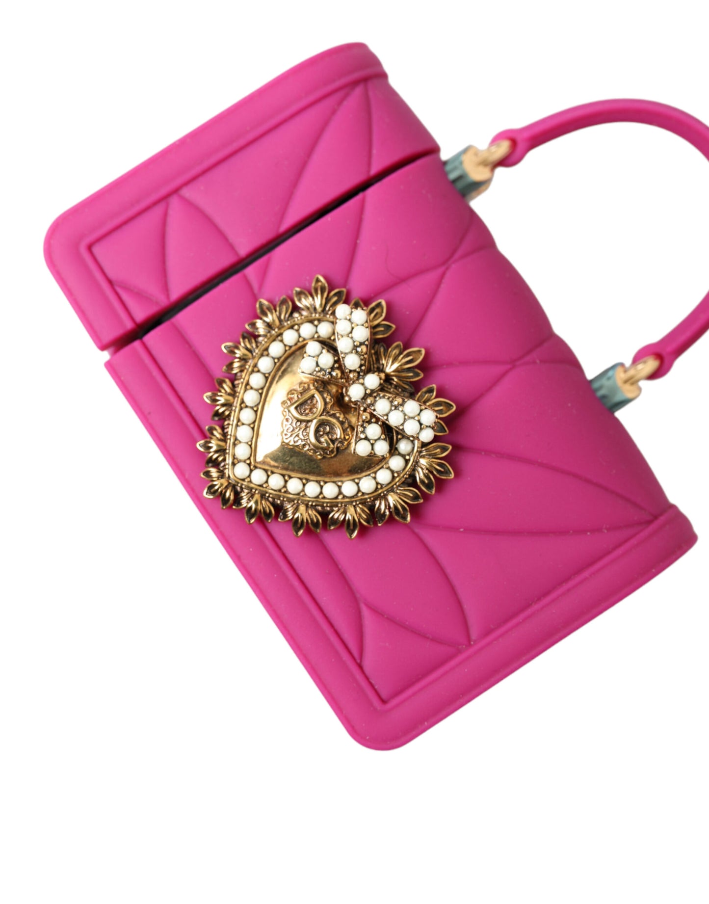 Dolce & Gabbana Chic Quilted Silicone Airpods Case - Pink & Gold - KALAJ