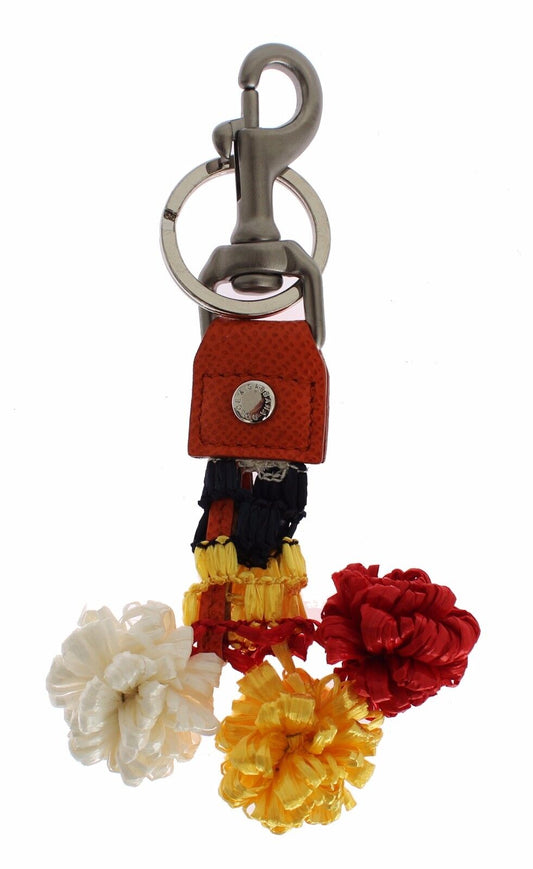 Dolce & Gabbana Chic Multicolor Raffia & Leather Keychain - KALAJ