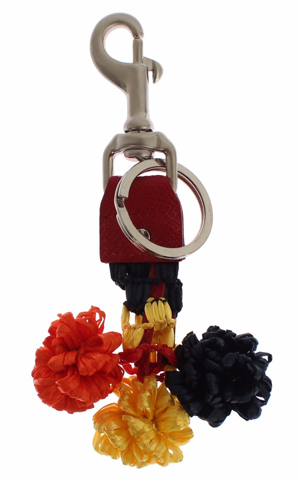 Dolce & Gabbana Multicolor Sicily Raffia Leather Keychain - KALAJ