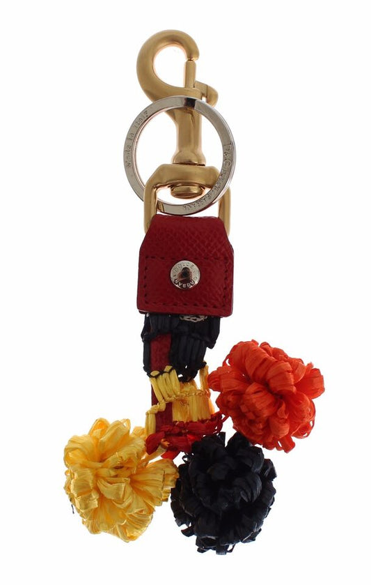 Dolce & Gabbana Chic Multicolor Raffia Leather Keychain - KALAJ