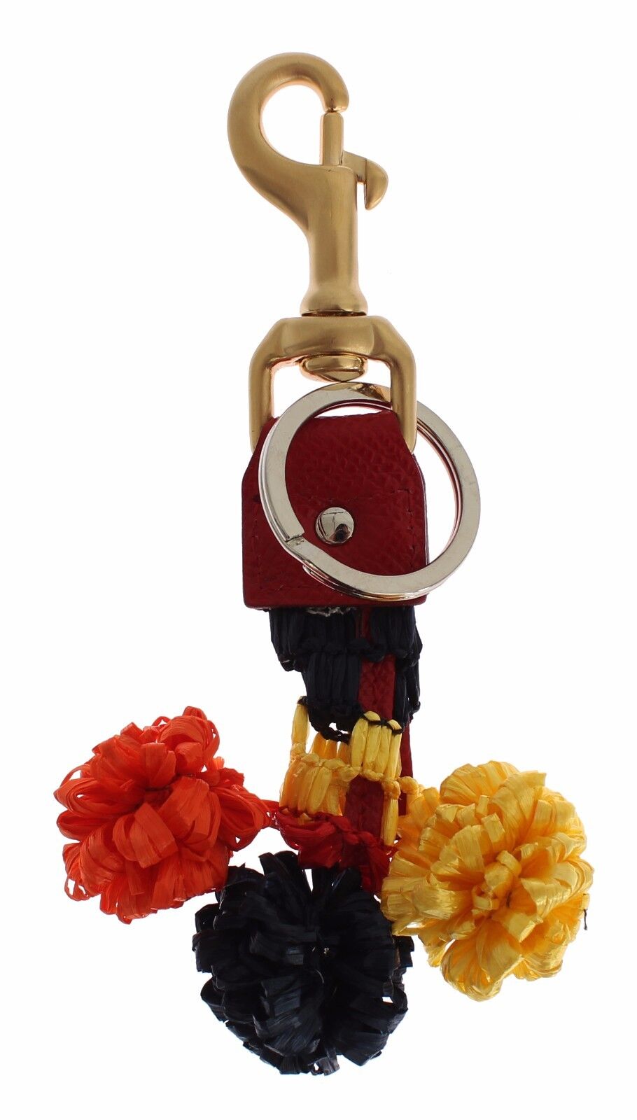 Dolce & Gabbana Chic Multicolor Raffia Leather Keychain - KALAJ