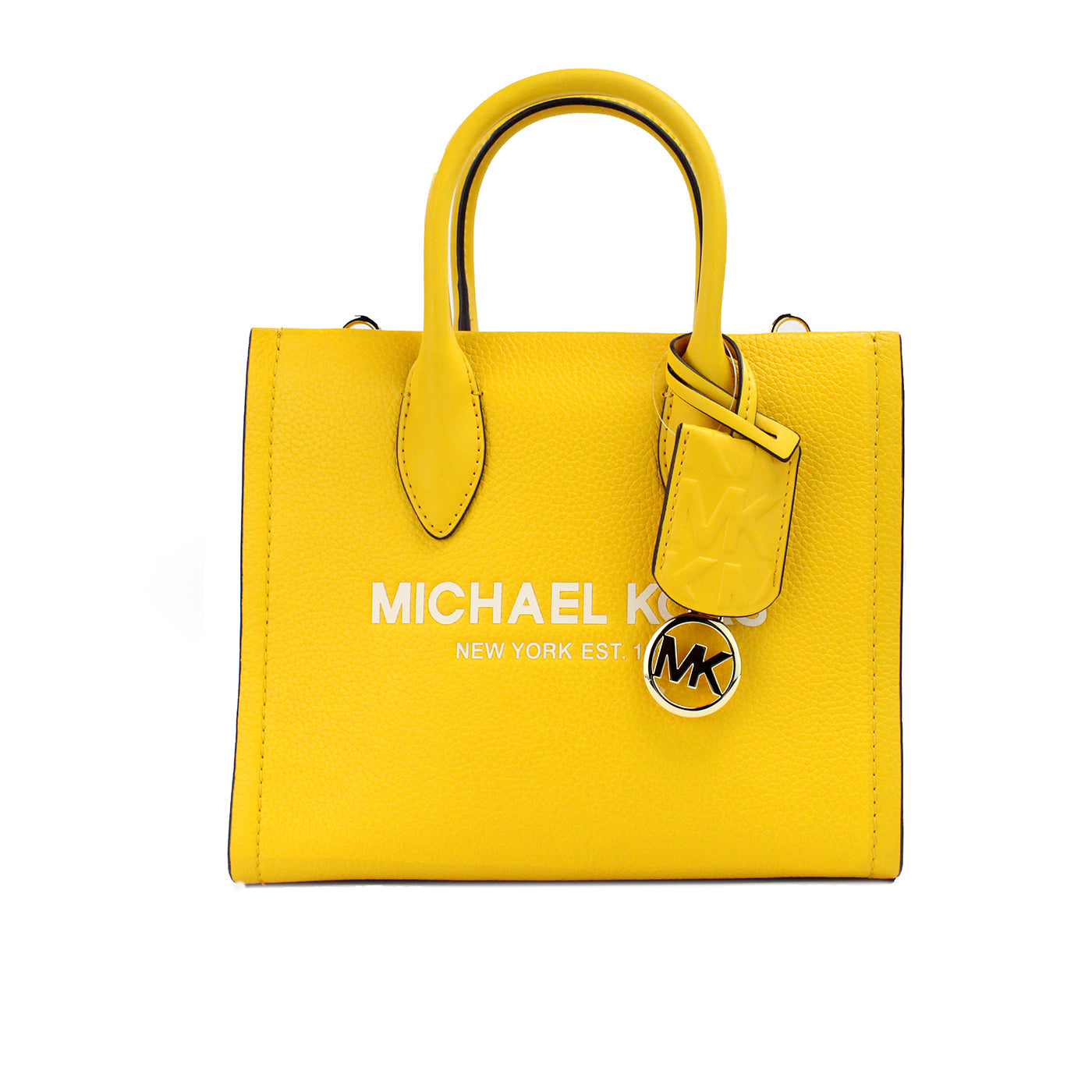 Michael Kors Mirella Small Jasmine Yellow Leather Top Zip Shopper Tote Bag - KALAJ