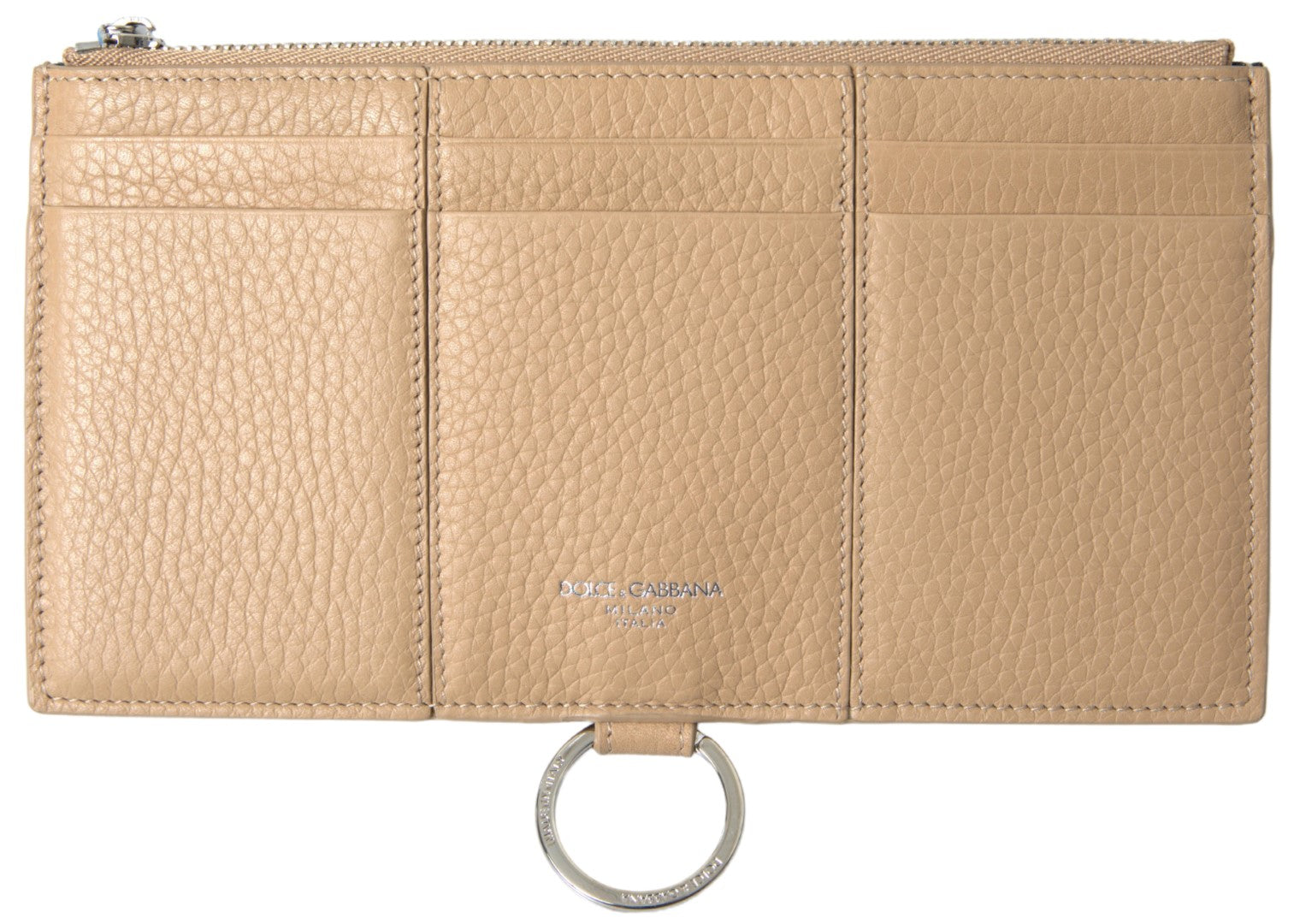 Dolce & Gabbana Elegant Beige Leather Wallet with Detachable Strap - KALAJ