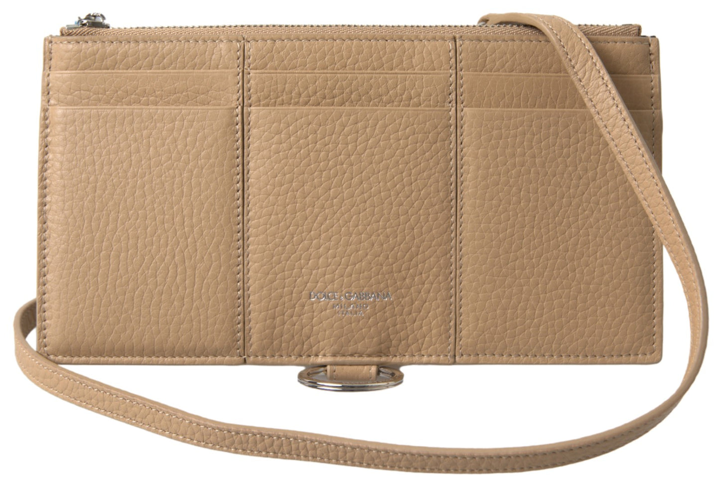 Dolce & Gabbana Elegant Beige Leather Wallet with Detachable Strap - KALAJ