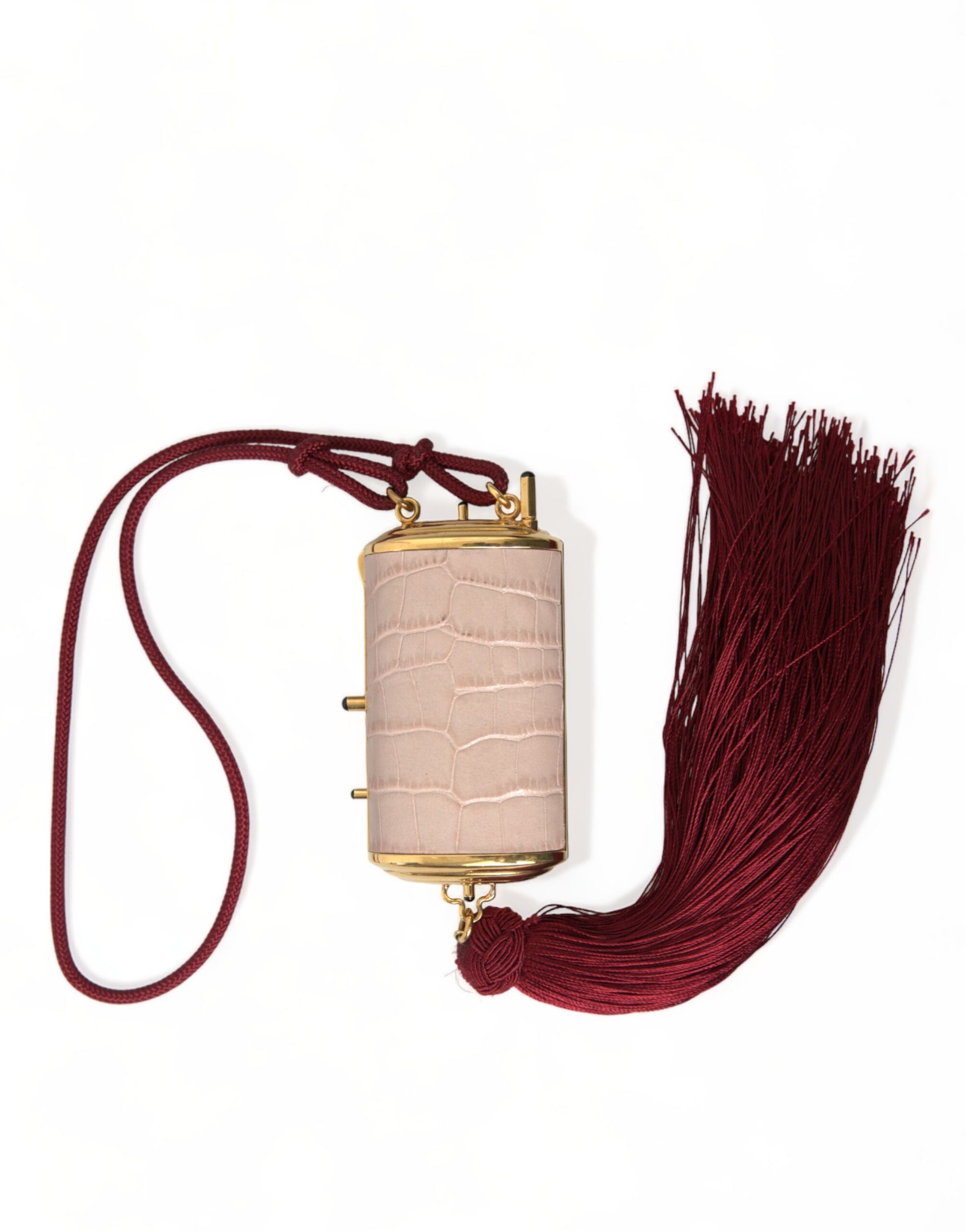 Dolce & Gabbana Exotic Pink Leather Mini Mirror Bag with Tassel - KALAJ