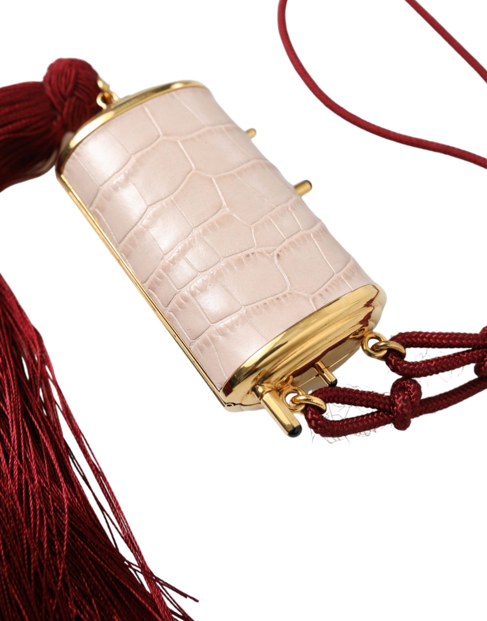 Dolce & Gabbana Exotic Pink Leather Mini Mirror Bag with Tassel - KALAJ