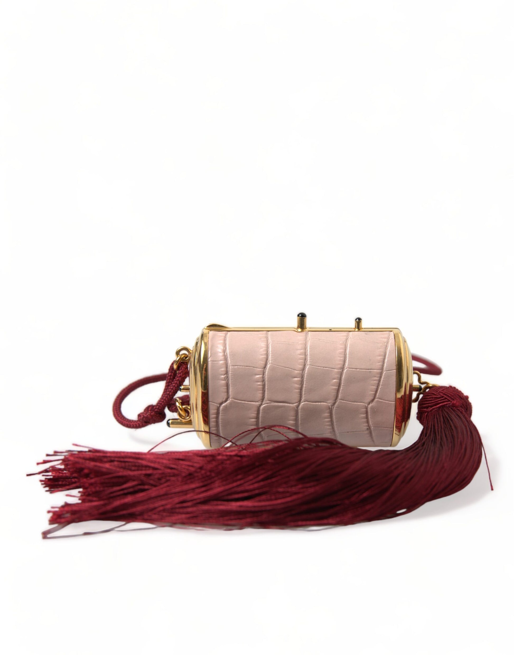 Dolce & Gabbana Exotic Pink Leather Mini Mirror Bag with Tassel - KALAJ