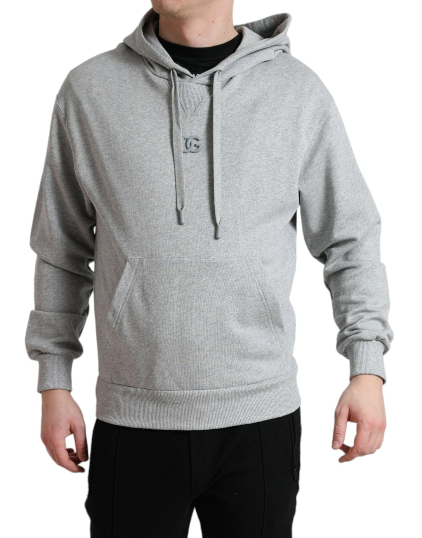 Dolce & Gabbana Chic Gray Logo Hooded Cotton Sweater