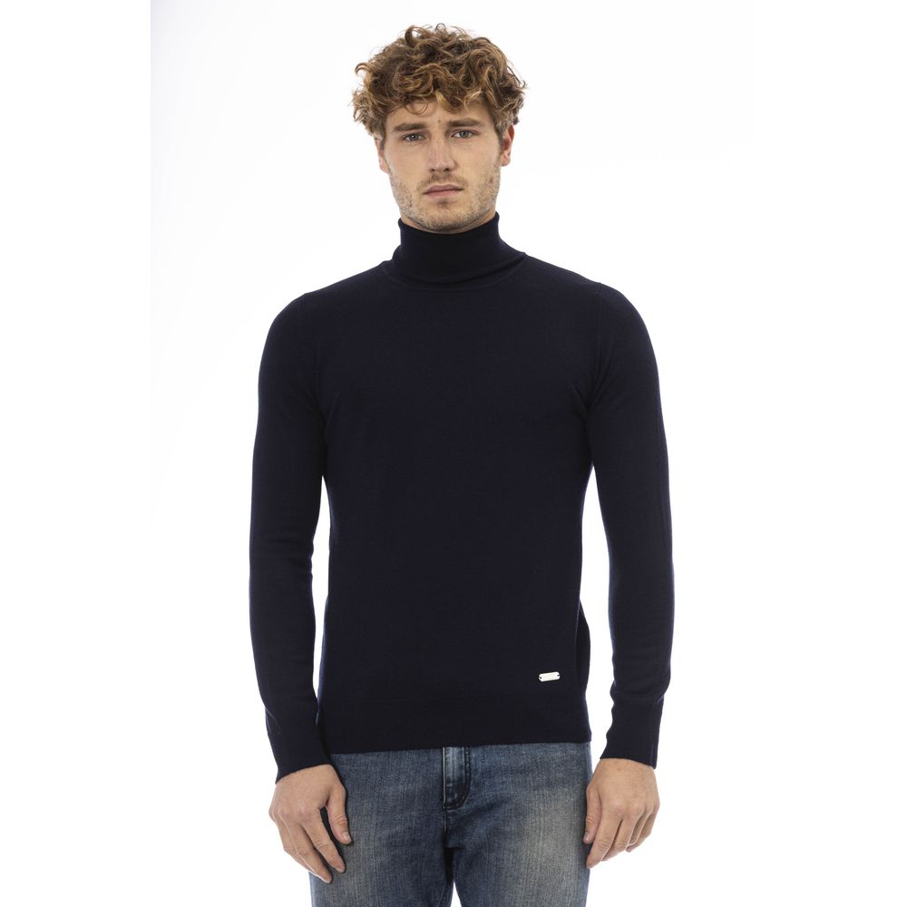 Baldinini Trend Blue Wool Men's Turtleneck Sweater