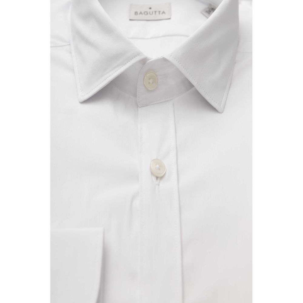 Bagutta White Cotton Men Shirt Slim Fit With French Collar