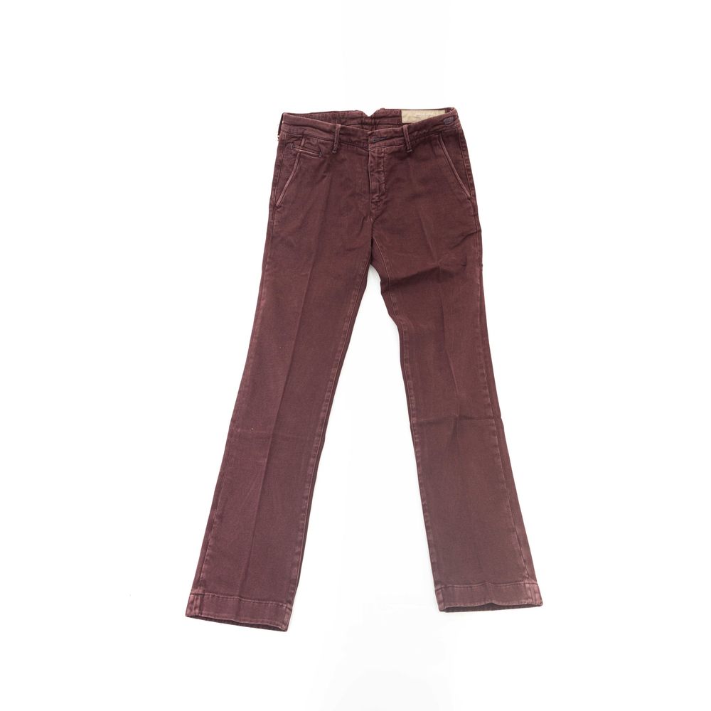 Jacob Cohen Burgundy Cotton Men Chino Trousers