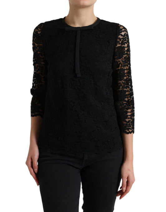 Dolce & Gabbana Elegant Floral Lace Long Sleeve Top