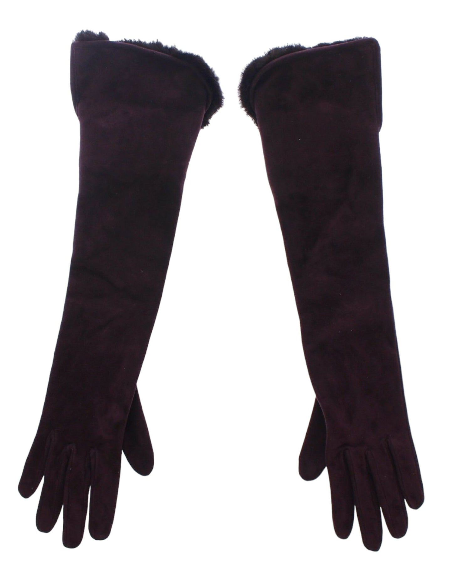 Dolce & Gabbana Elegant Elbow Length Purple Fur Gloves - KALAJ