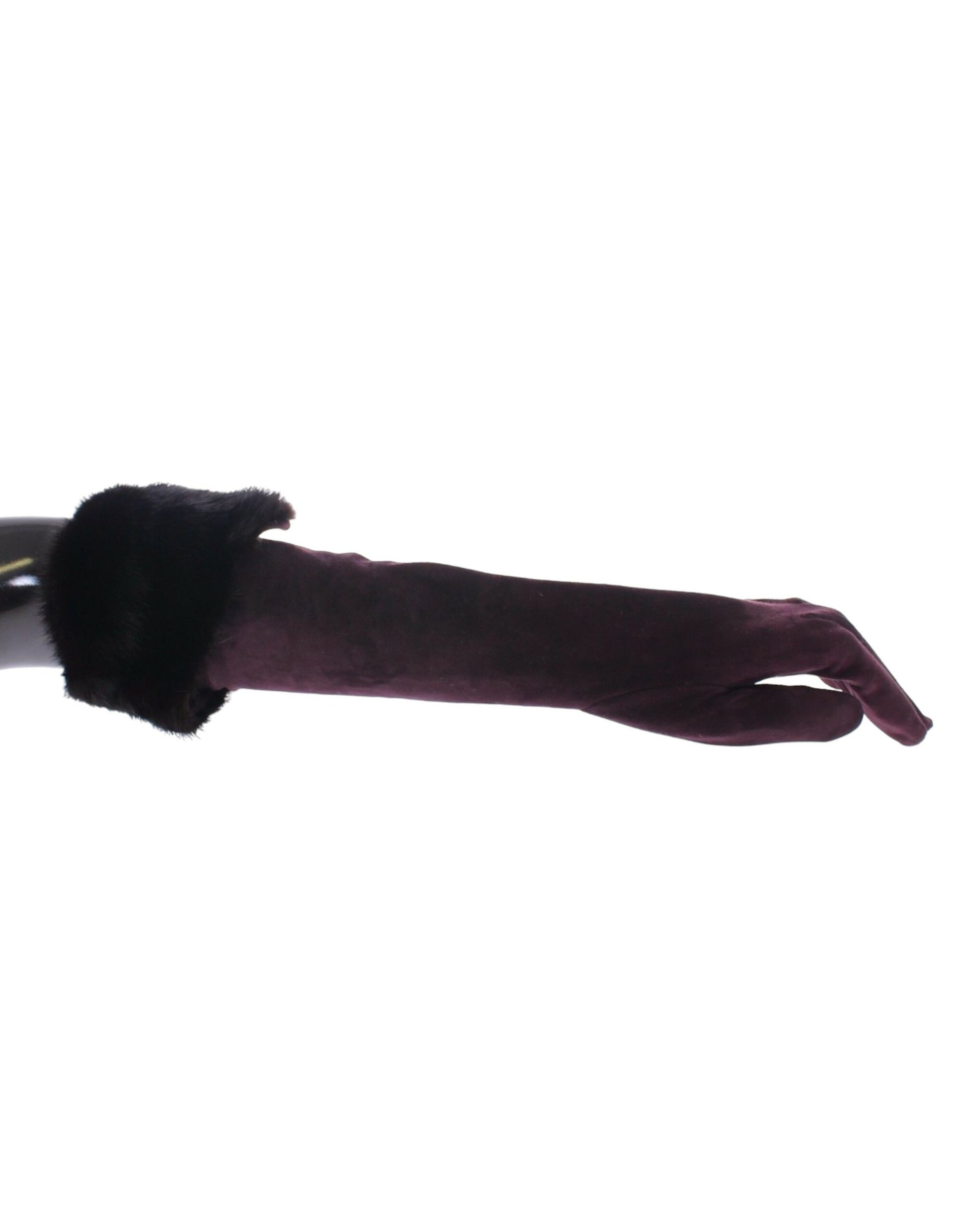 Dolce & Gabbana Elegant Elbow Length Purple Fur Gloves - KALAJ