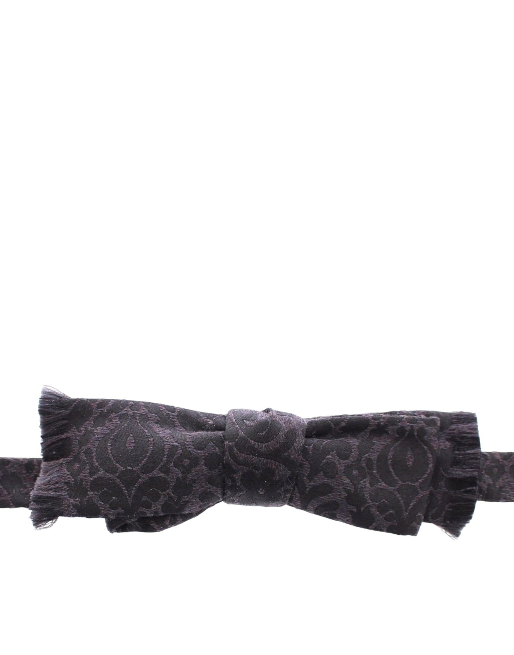 Dolce & Gabbana Elegant Black Paisley Silk-Wool Blend Bow Tie - KALAJ