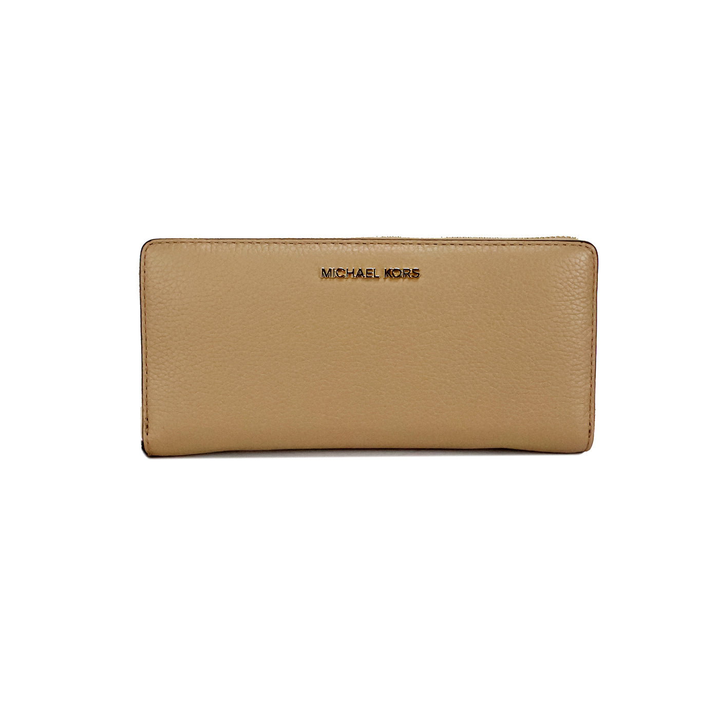 Michael Kors Jet Set Travel Large Camel Leather Continental Wristlet Wallet - KALAJ